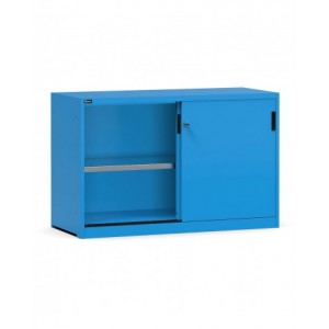 Armadietto metallico con porte scorrevoli e ripiani, L1428 x P600 x H915 mm, RAL5012, PERFOM20006