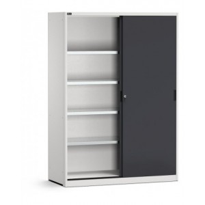 Armadio con porte scorrevoli e ripiani, L1428 x P600 x H2000 mm, PERFOM21004
