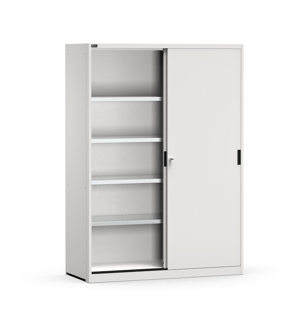 Armadio con porte scorrevoli e ripiani, L1428 x P600 x H2000 mm, PERFOM21005
