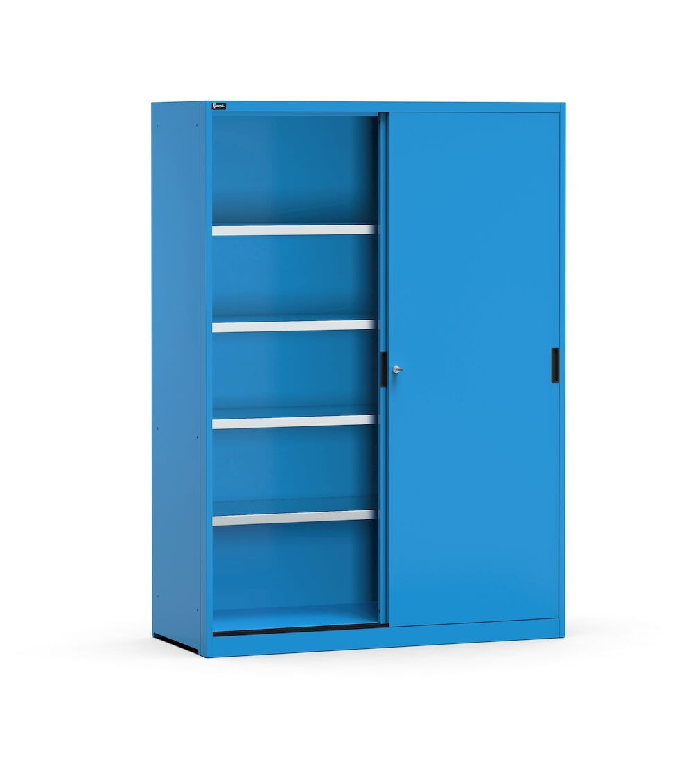 Armadio con porte scorrevoli e ripiani, L1428 x P600 x H2000 mm, PERFOM21006