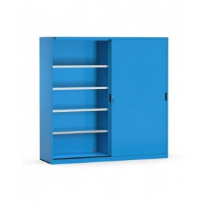 Armadio in metallo, porte scorrevoli e ripiani, L2040 x P600 x H2000 mm, RAL 5012, PERFOM21009