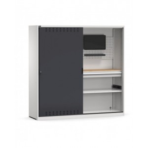 Armadio postazione controllo qualità con ante scorrevoli fessurate, L2040 x P600 x H2000 mm,PERFOM23004