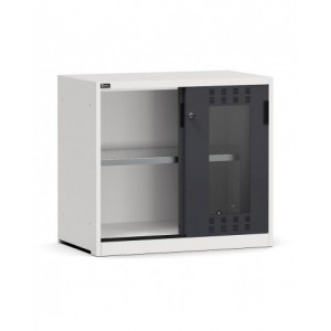 Armadio basso con porte scorrevoli in policarbonato e piano fessurato, L1020 x P600 x H915 mm, PERFOM24001