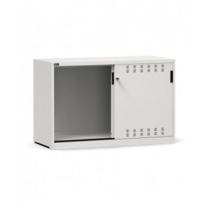 Niedriger, leerer Schrank mit geschlitzten Schiebetüren, B1428 x T600 x H915 mm