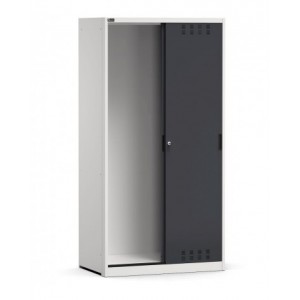 Empty cabinet with slotted sliding doors, W1020 x D600 x H2000 mm, RAL 7035 + 7016