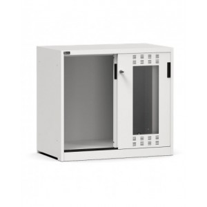 Petite armoire vide à portes coulissantes perforées en polycarbonate, L1020 x P600 x H915 mm