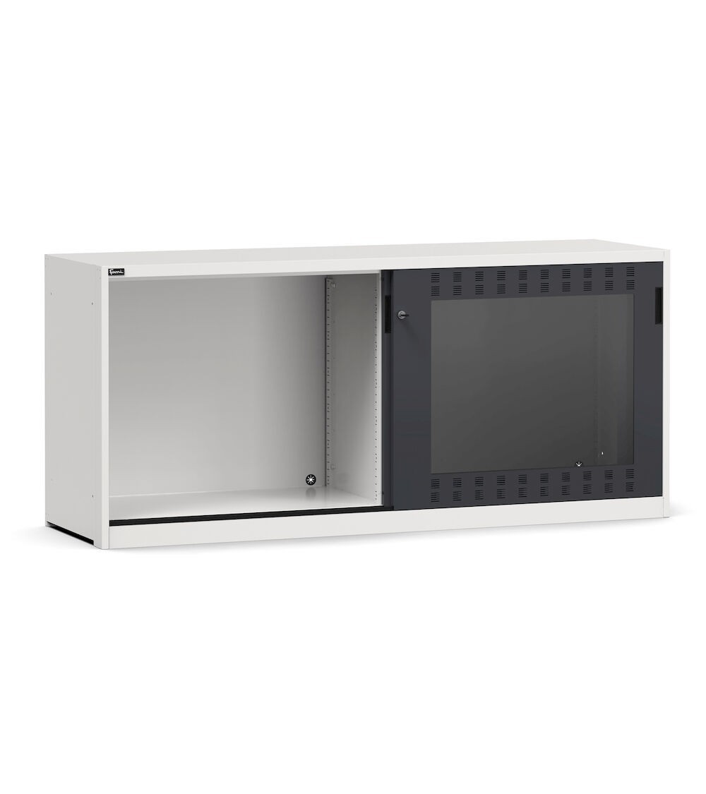 Armadietto vuoto con ante scorrevoli fessurate in policarbonato, L2040 x P600 x H915 mm