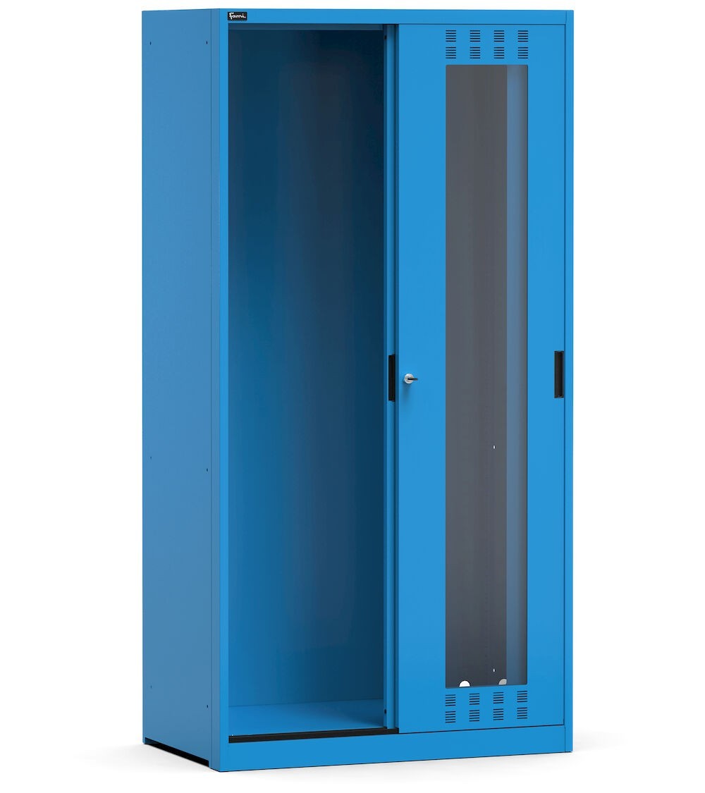 Armoire vide à portes coulissantes perforées en polycarbonate, L1020 x P600 x H2000 mm