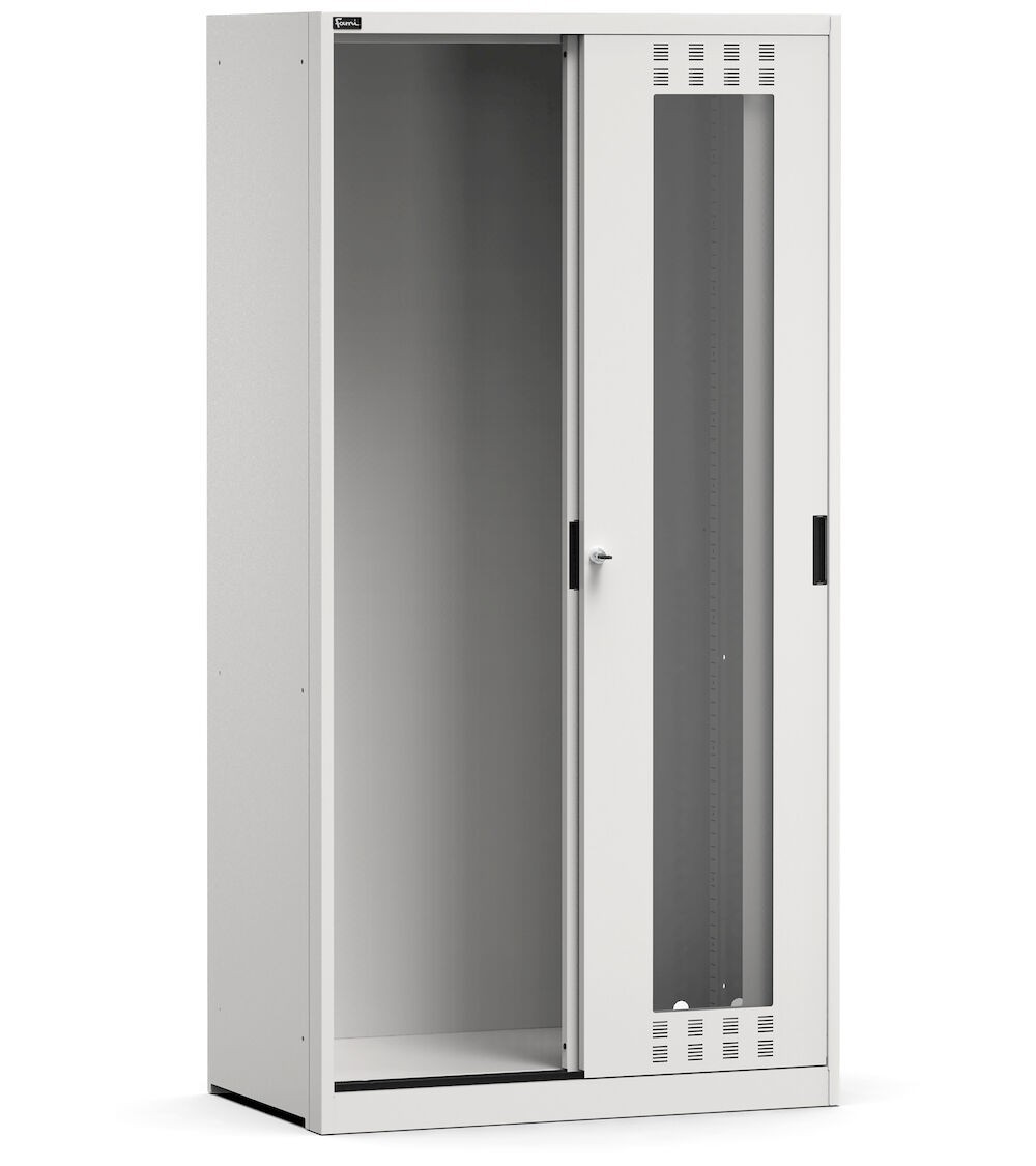 Armadio vuoto con ante scorrevoli fessurate in policarbonato, L1020 x P600 x H2000 mm