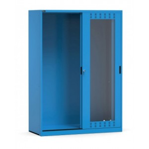 Armadio vuoto con ante scorrevoli fessurate in policarbonato, L1428 x P600 x H2000 mm