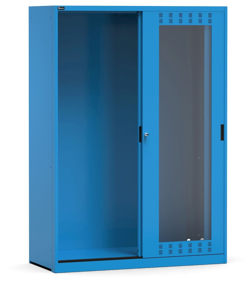 Armadio vuoto con ante scorrevoli fessurate in policarbonato, L1428 x P600 x H2000 mm