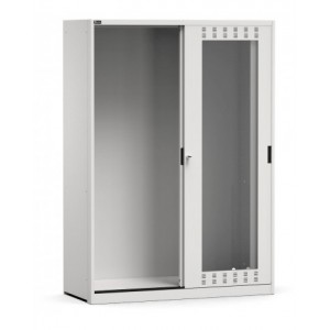 Armoire vide à portes coulissantes perforées en polycarbonate, L1428 x P600 x H2000 mm