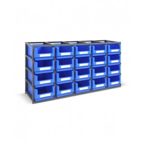 Scaffale monoblocco per minuteria con 20 contenitori Picking Box Classic, mis.  4,  L1765  x P500 x H885 mm