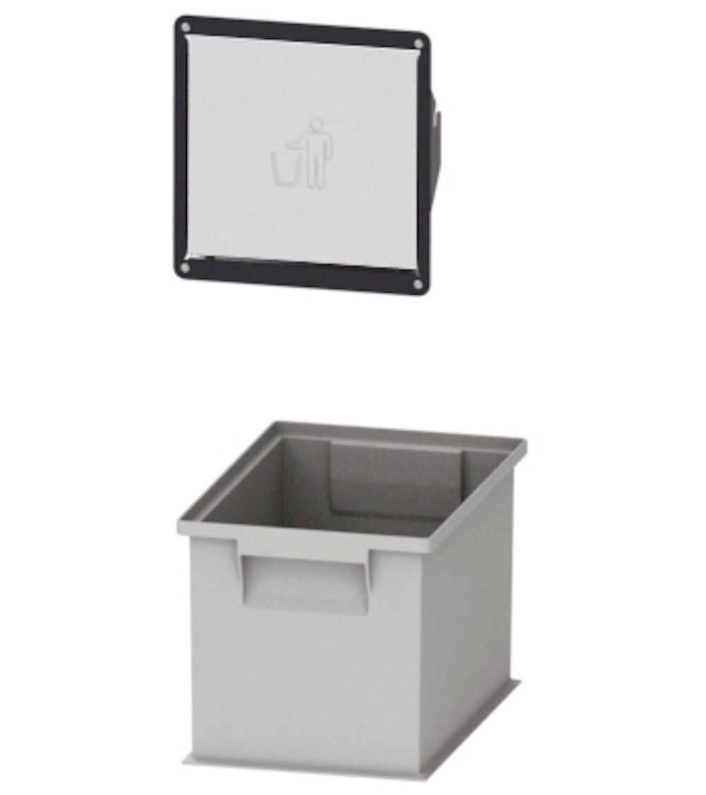 Portello in acciaio inox con supporti per vano rifiuti Gear Garage