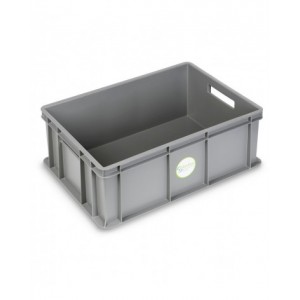 Contenitore Euro in polipropilene riciclato, L600 x P400 x H220mm, maniglie aperte