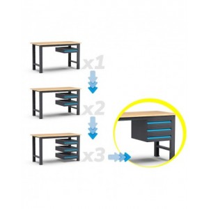 Cassetto a estrazione totale per banco da lavoro, H 100 mm, L510 x P611 x H142 mm