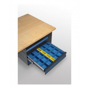 Cassetto a estrazione totale per banco da lavoro, H 100 mm, L510 x P611 x H142 mm