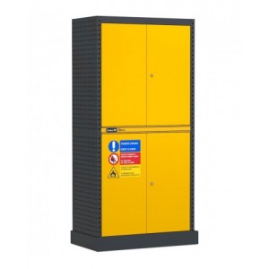 Armadio per infiammabili ad ante a battente con vasca stagna esterna, L944 x P540 x H1900 mm