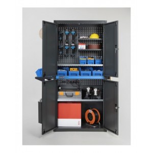 Armadio per infiammabili ad ante a battente con vasca stagna esterna, L944 x P540 x H1900 mm