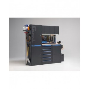 Arredo officina con armadi a 1 anta e cassettiera, L1824 x P495 x H1900 mm