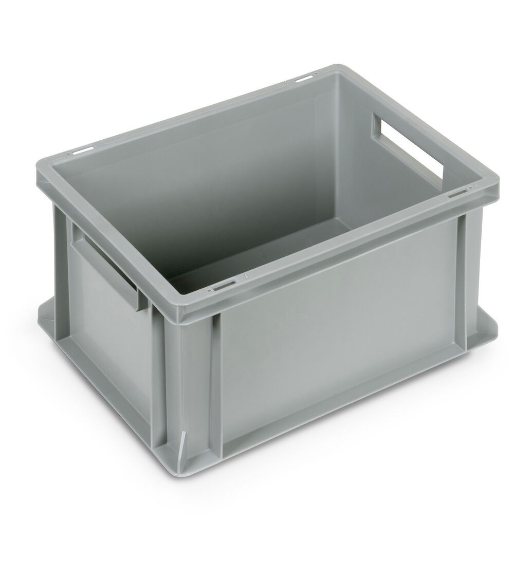 Contenitore Euro Box, L400 x P300 x H220 mm, fondo rinforzato, maniglie aperte