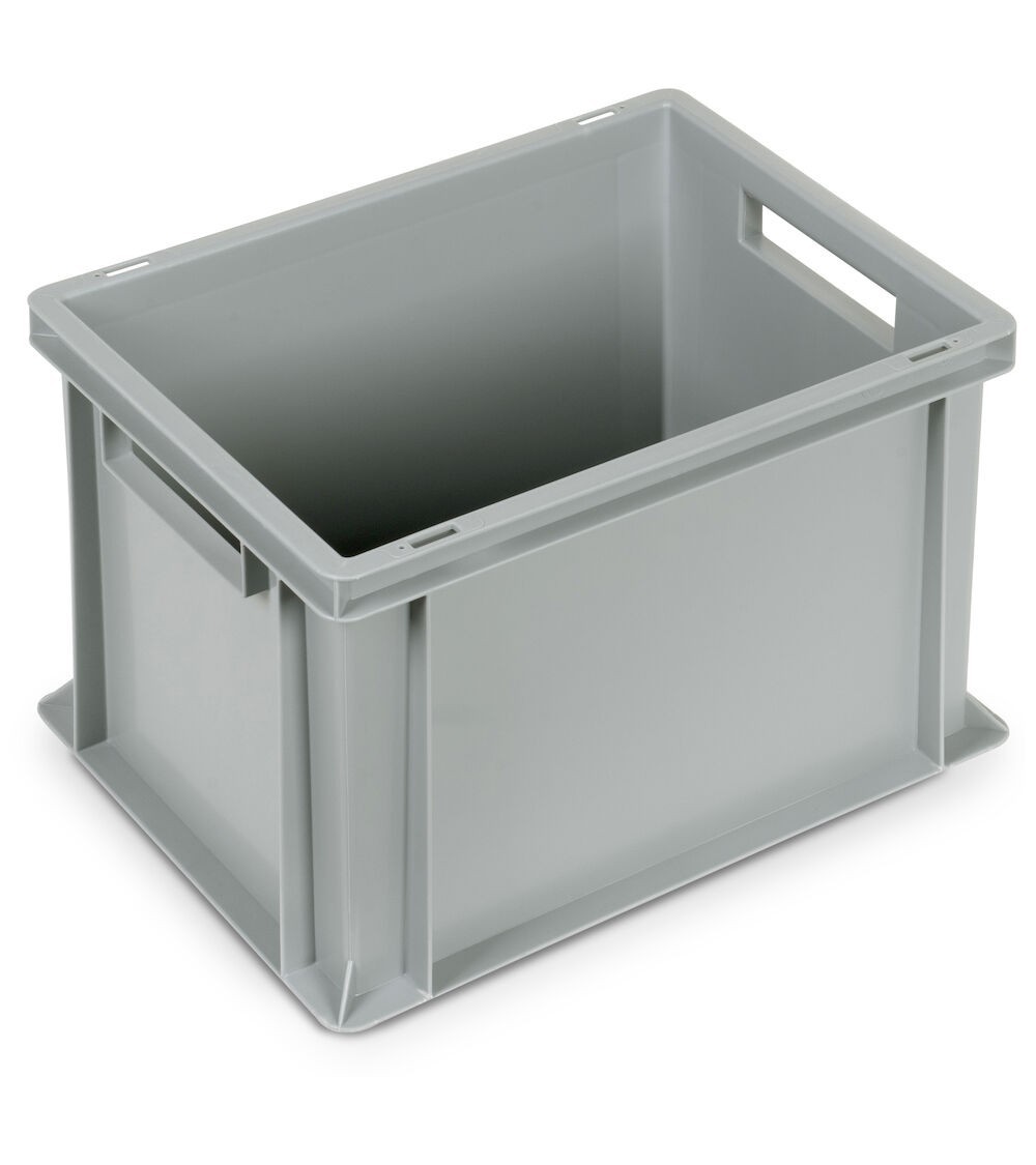 Contenitore Euro Box, L400 x P300 x H270 mm, fondo rinforzato, maniglie aperte