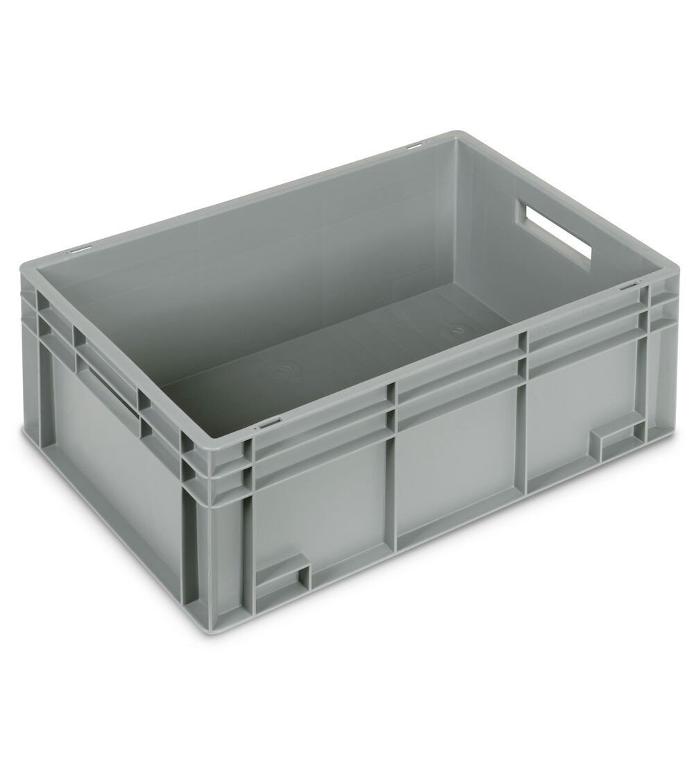 Contenitore Euro Box, L600 x P400 x H232 mm, fondo rinforzato, maniglie aperte