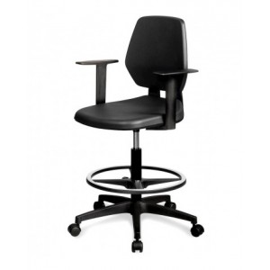 Sedia da lavoro con ruote, poggiapiedi e braccioli