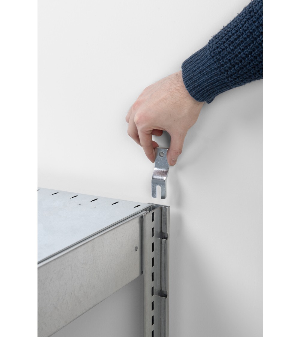 Kit 2 staffe di fissaggio a parete per scaffale componibile, L24 x P20 x H79 mm