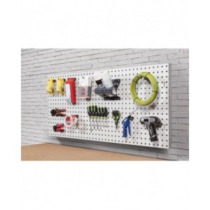 Parete porta attrezzi da muro da 150 cm completa di accessori, grigio