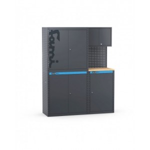 Arredo officina con armadi anta a battente, L1520 x P495 x H1900 mm