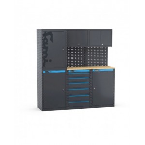 Arredo officina con armadi a 1 anta e cassettiera, L1824 x P495 x H1900 mm