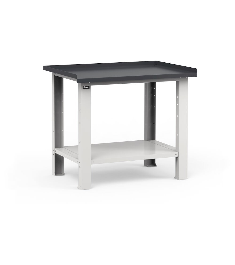Banco da lavoro Work con piano in acciaio, 1031x704x887 h