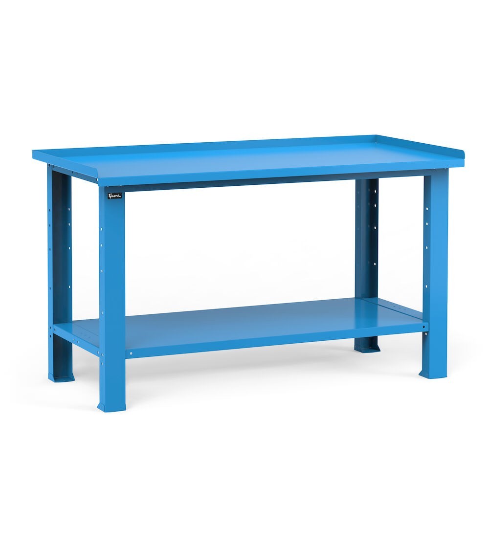 Banco da lavoro Work con piano in acciaio, 1507x704x887 h