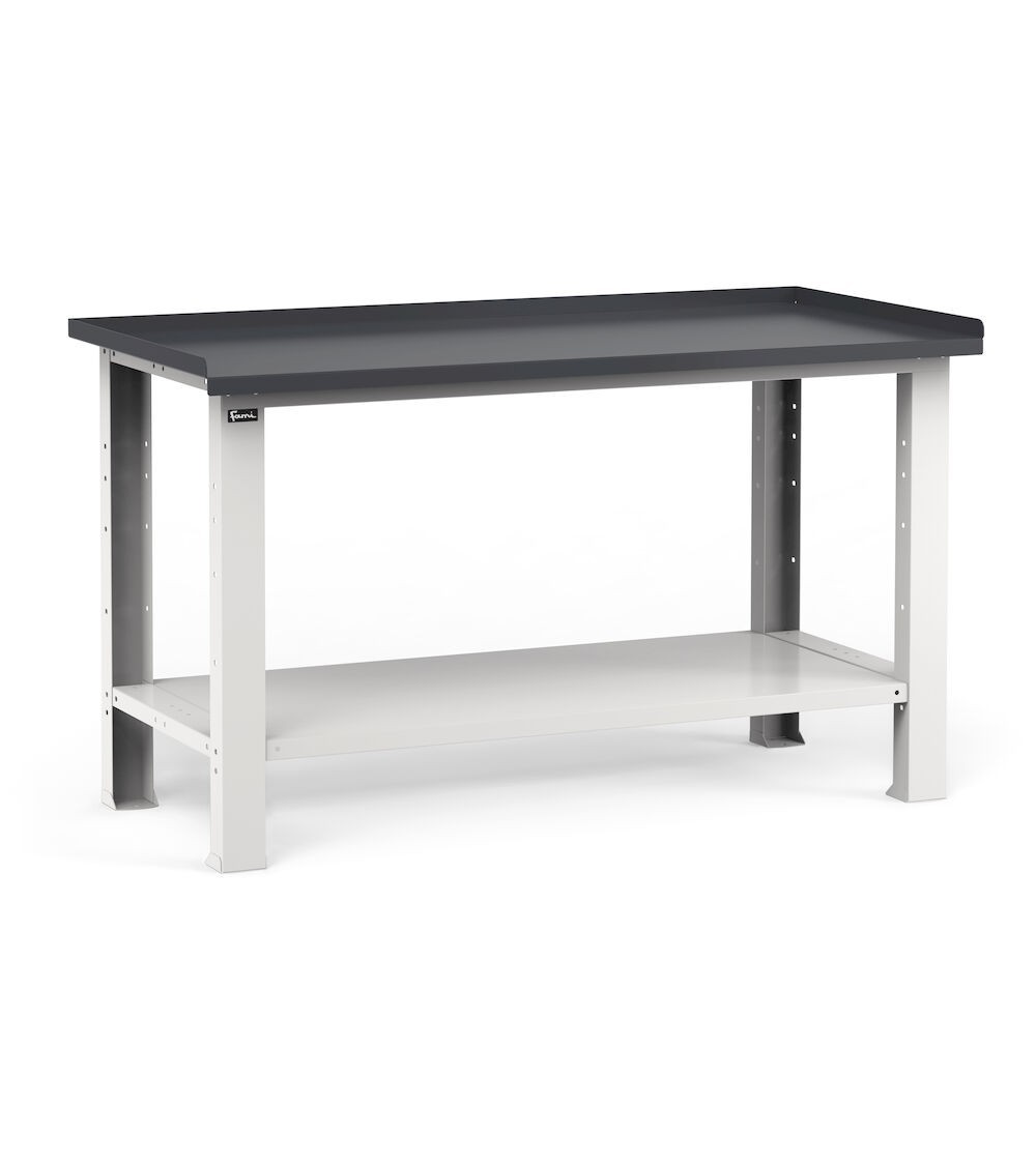 Banco da lavoro Work con piano in acciaio, 1507x704x887 h
