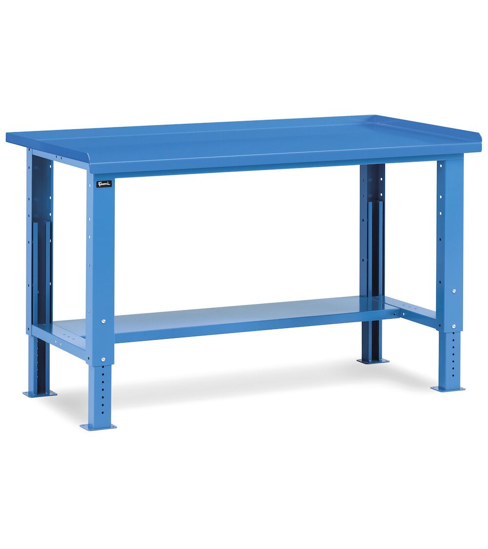 Banco Work con piano in acciaio, 1507x704x737/1062 hm