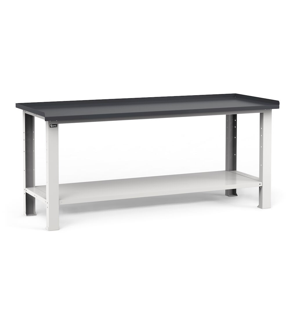 Banco da lavoro Work con piano in acciaio, 2007x704x887 h