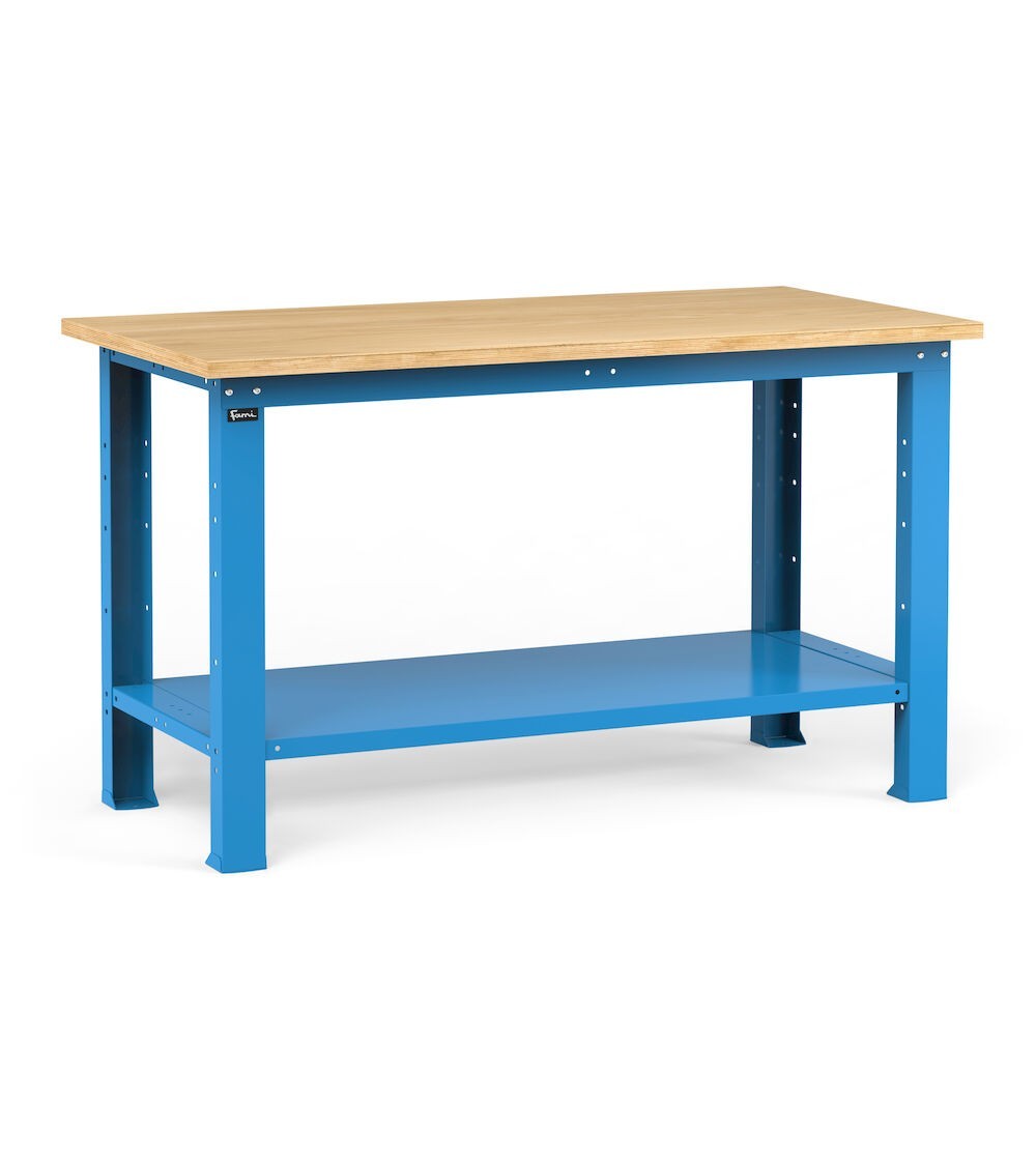 Banco da lavoro Work con piano in legno, 1500x750x882 h