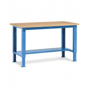 Banco Work con piano in legno, 1500x750x732/1057 h