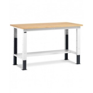 Banco Work con piano in legno, 1500x750x732/1057 h