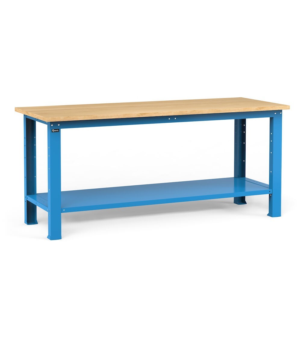 Banco da lavoro Work con piano in legno, 2000x750x882 h