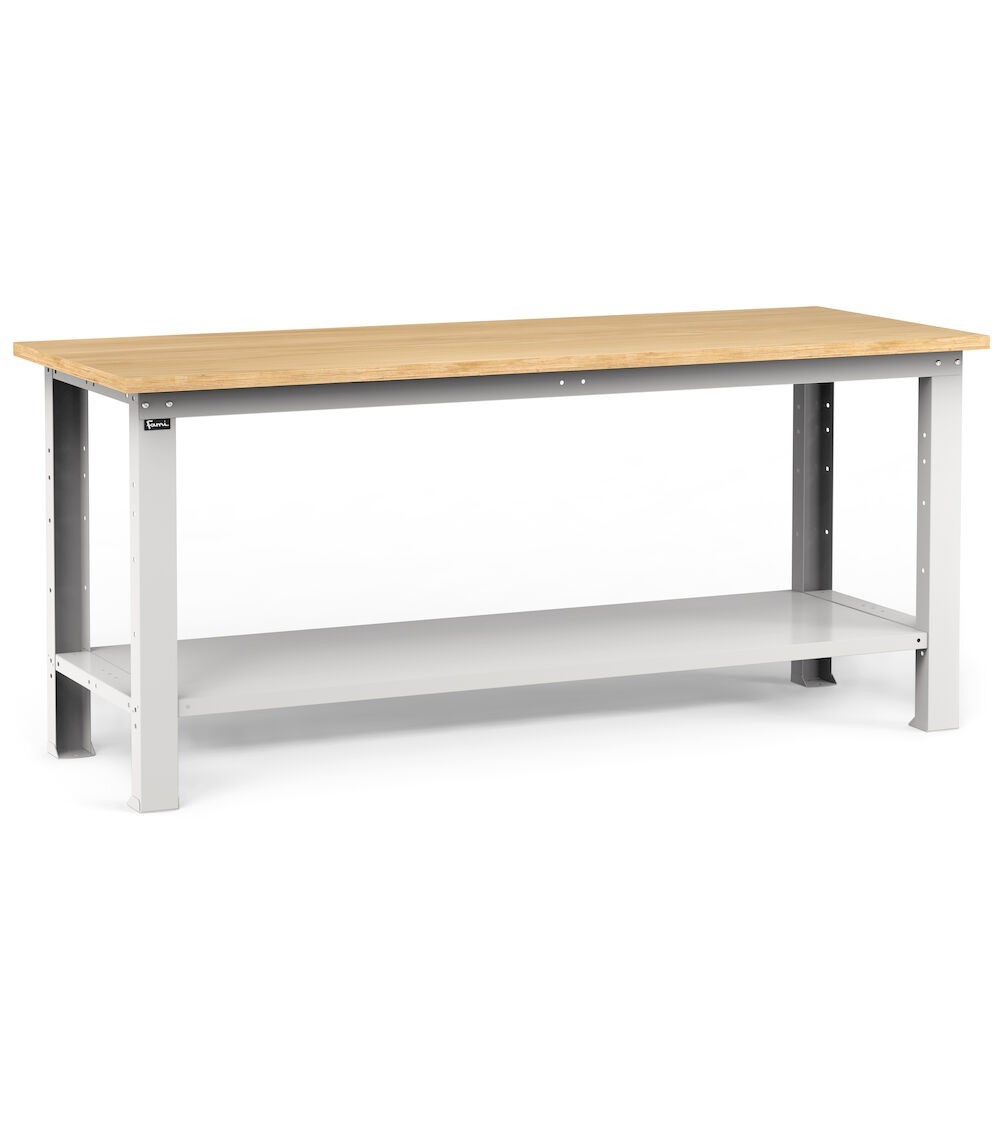 Banco da lavoro Work con piano in legno, 2000x750x882 h