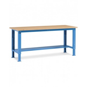 Banco Work con piano in legno, 2000x750x732/1057 h