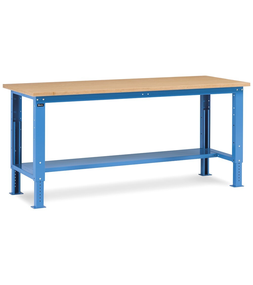 Banco Work con piano in legno, 2000x750x732/1057 h