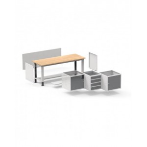Banco Work con piano in legno, 2000x750x732/1057 h