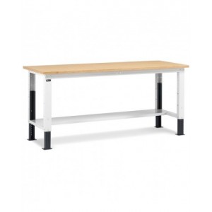 Banco Work con piano in legno, 2000x750x732/1057 h