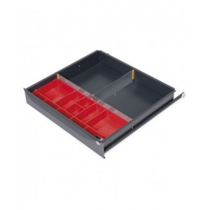 Divisori trasversali, longitudinali e cassette divisorie in plastica per cassetti con L 629 e H frontale 105-150 mm