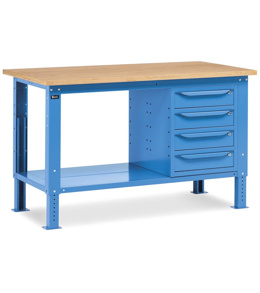 Banco da lavoro WORK1504 con 1 armadio a cassetti con 4 cassetti