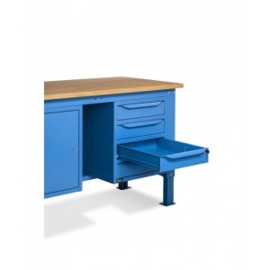 Banco da lavoro WORK1506 con 1 armadio a cassetti con 4 cassetti e 1 armadio con porta