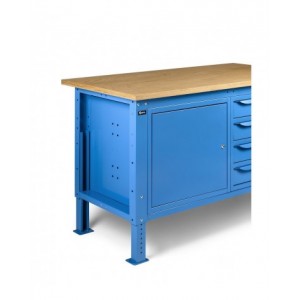 Banco da lavoro WORK1510 con 1 armadio a cassetti con 4 cassetti e 1 armadio con porta